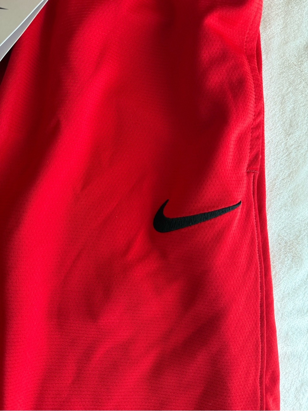 Nike Men's Bright Red Athletic Shorts with Black Swoosh - Picture 4 of 8